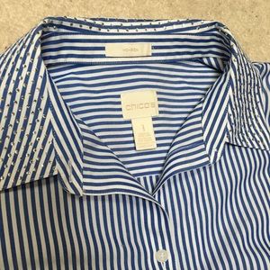 Chico’s blue striped oversized shirt